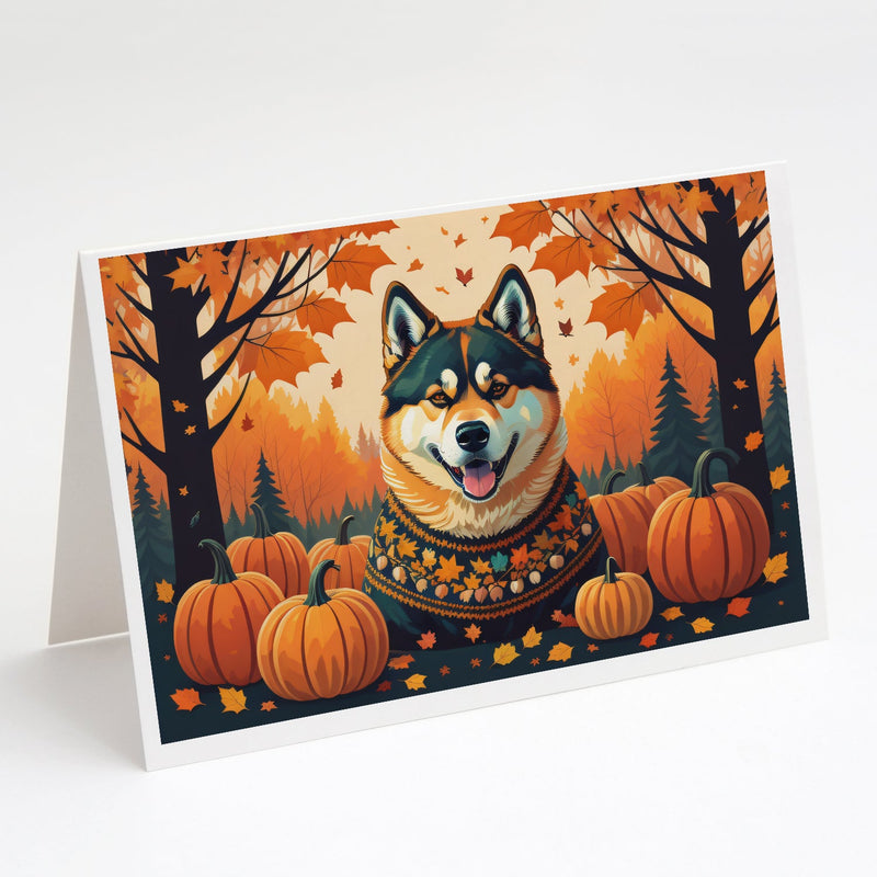 Akita Fall Greeting Cards and Envelopes Pack of 8