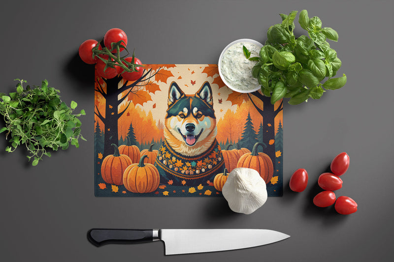 Akita Fall Glass Cutting Board Large