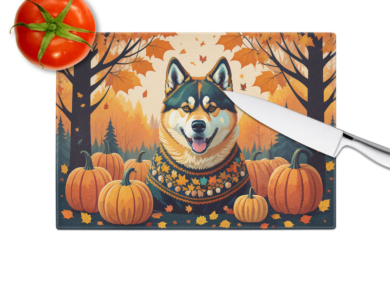 Akita Fall Glass Cutting Board Large