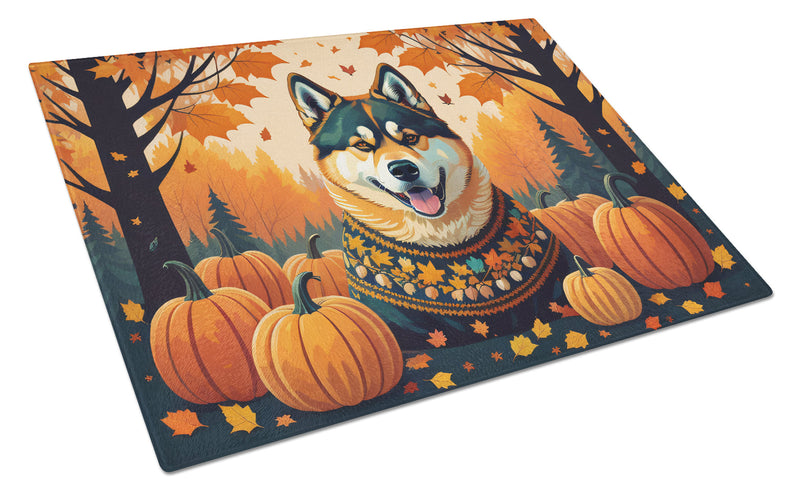 Akita Fall Glass Cutting Board Large