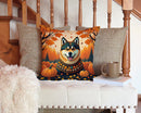 Akita Fall Throw Pillow - 14x14 Decorative Pillow – Art for Your Home & Patio