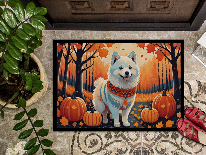 American Eskimo Fall Doormat -  18x27 Decorative Floor Mat – Indoor/Outdoor Rug