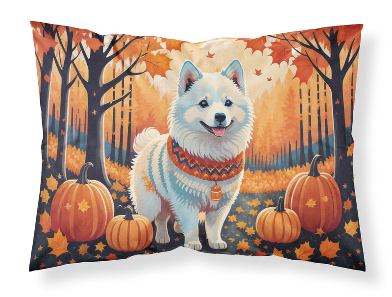 American Eskimo Fall Fabric Standard Pillowcase – Artistic Decorative Front, White Back