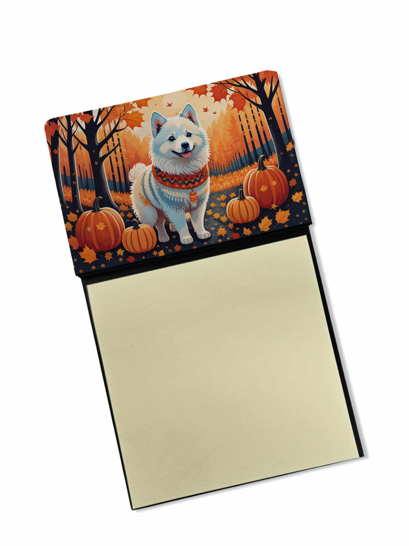 American Eskimo Fall Sticky Note Holder- Refiilable Desk Accessory Note Pad