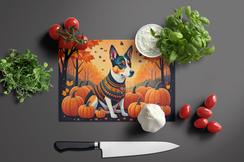 Basenji Fall Glass Cutting Boards – Durable, Decorative Kitchen Art Large