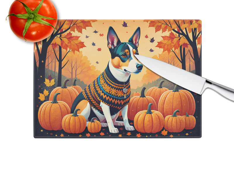 Basenji Fall Glass Cutting Boards – Durable, Decorative Kitchen Art Large