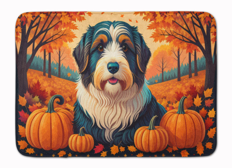 Bearded Collie Fall Memory Foam Kitchen Mat