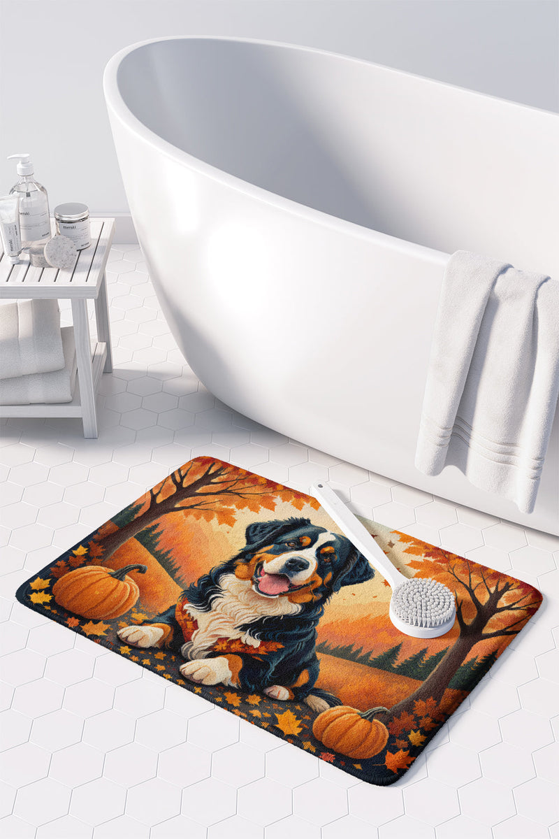 Bernese Mountain Dog Fall Memory Foam Kitchen Mat
