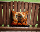 Bloodhound Fall Throw Pillow - 14x14 Decorative Pillow – Art for Your Home & Patio