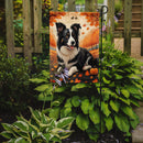 Border Collie Fall Garden Flag – Dog Surrounded by Pumpkins & Autumn Leaves