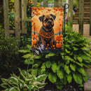 Border Terrier Fall Garden Flag – Dog Surrounded by Pumpkins & Autumn Leaves
