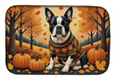 Boston Terrier Fall Dish Drying Mat