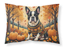 Boston Terrier Fall Fabric Standard Pillowcase – Artistic Decorative Front, White Back
