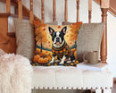 Boston Terrier Fall Throw Pillow - 14x14 Decorative Pillow – Art for Your Home & Patio