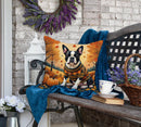 Boston Terrier Fall Fabric Decorative Pillow