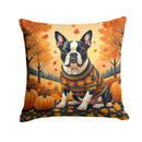 Boston Terrier Fall Fabric Decorative Pillow