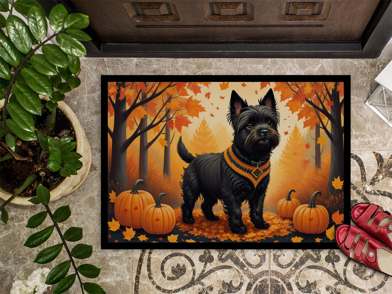 Black Cairn Terrier Fall Doormat -  18x27 Decorative Floor Mat – Indoor/Outdoor Rug
