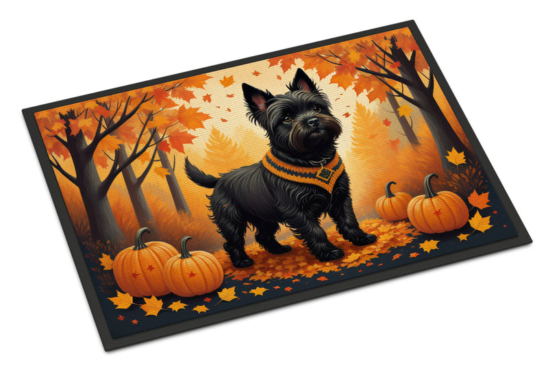 Black Cairn Terrier Fall Doormat -  18x27 Decorative Floor Mat – Indoor/Outdoor Rug