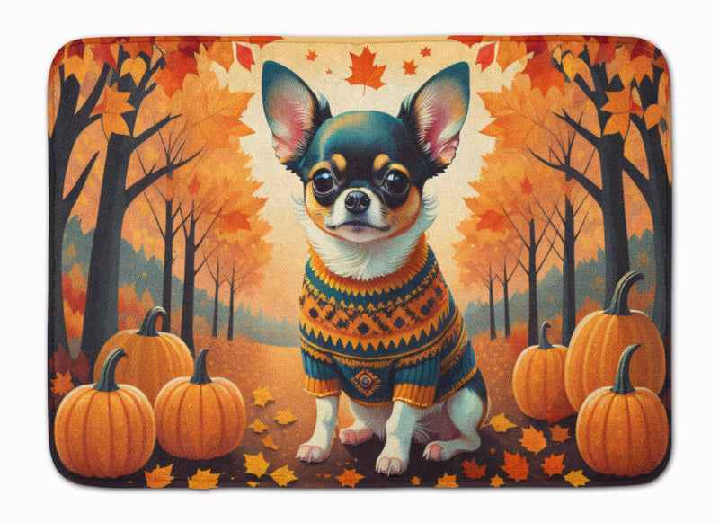 Tricolor Chihuahua Fall Memory Foam Kitchen Mat