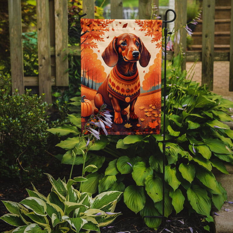 Dachshund Fall Garden Flag