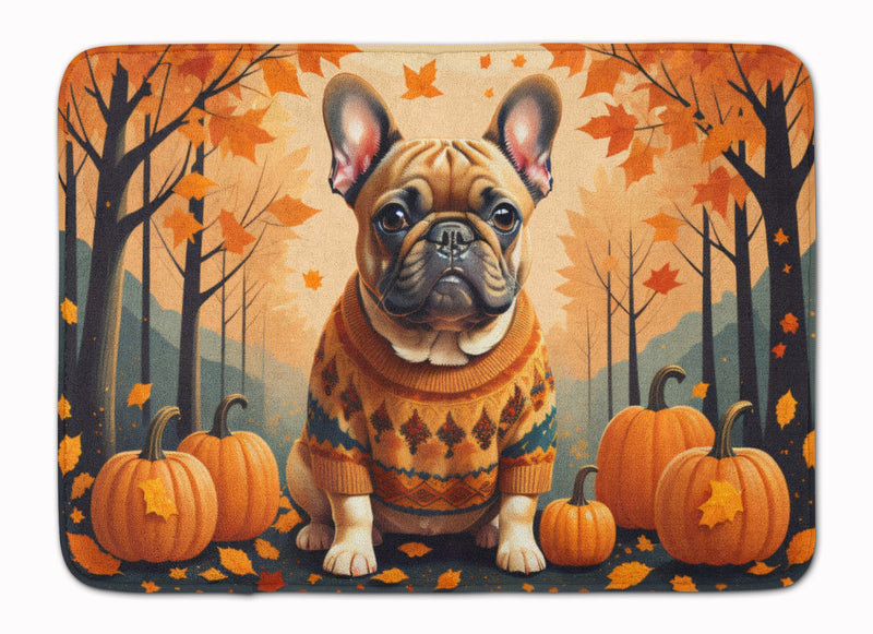 Fawn French Bulldog Fall Memory Foam Kitchen Mat