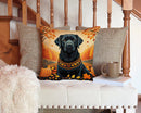 Black Labrador Retriever Fall Throw Pillow - 14x14 Decorative Pillow – Art for Your Home & Patio