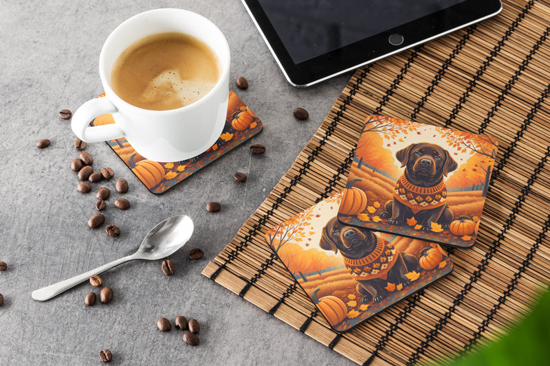 Chocolate Labrador Retriever Fall Foam Coaster