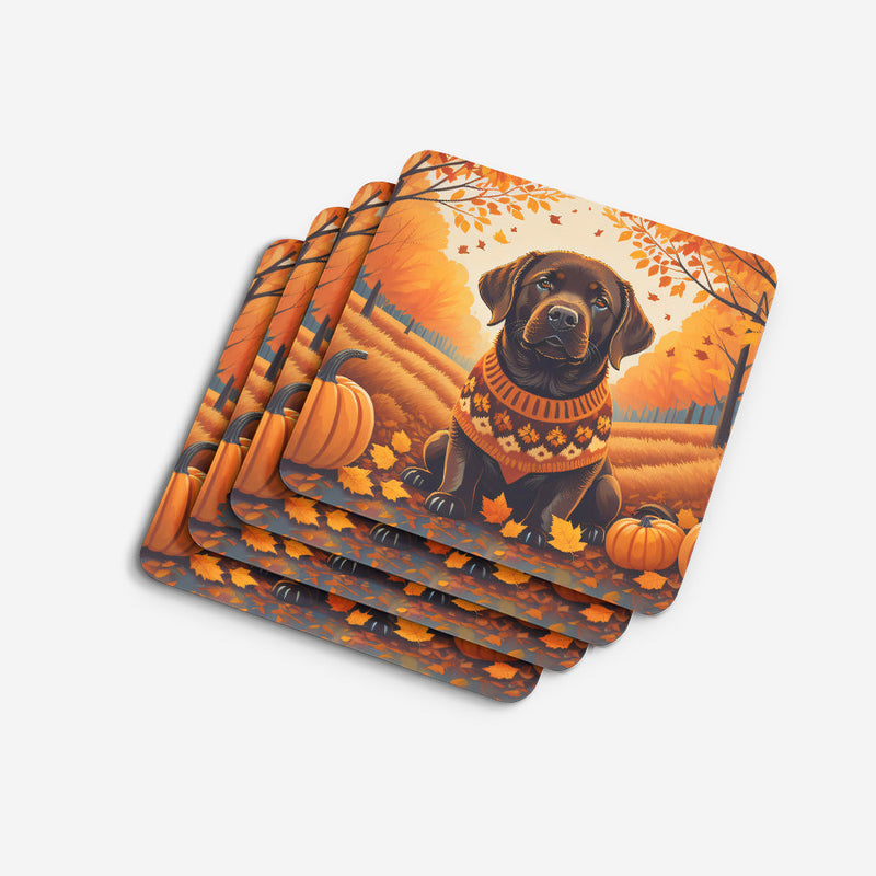 Chocolate Labrador Retriever Fall Foam Coaster