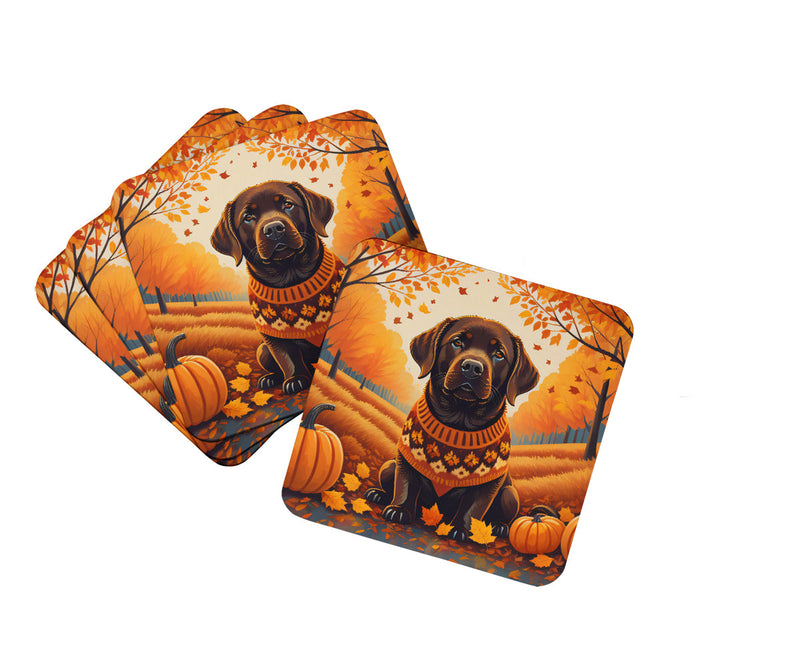 Chocolate Labrador Retriever Fall Foam Coaster