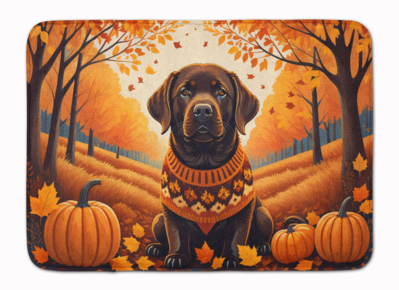 Chocolate Labrador Retriever Fall Memory Foam Kitchen Mat