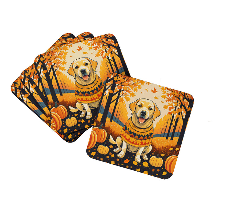 Yellow Labrador Retriever Fall Foam Coaster Set of 4