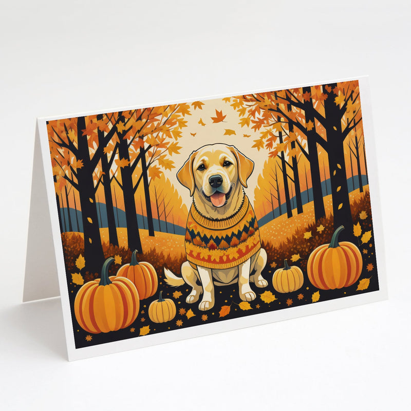 Yellow Labrador Retriever Fall Greeting Cards and Envelopes Pack of 8