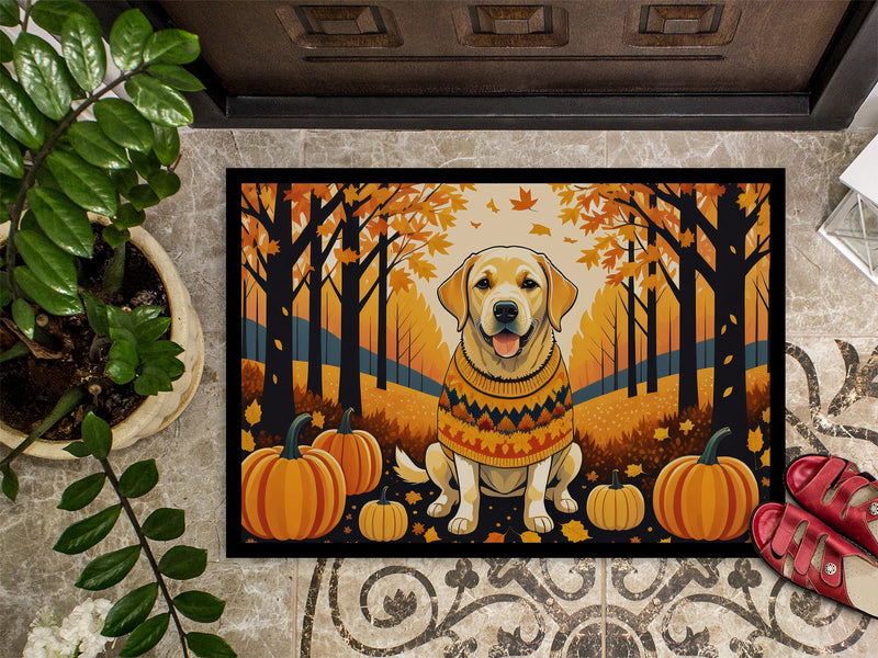 Yellow Labrador Retriever Fall Indoor or Outdoor Mat 24x36