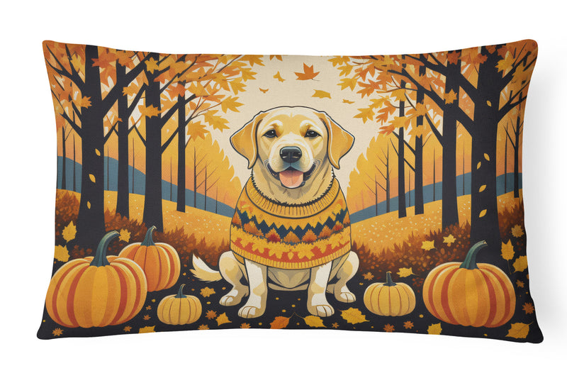 Yellow Labrador Retriever Fall Fabric Decorative Pillow