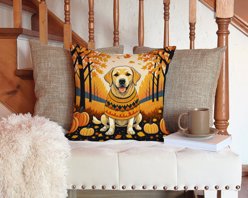 Yellow Labrador Retriever Fall Fabric Decorative Pillow