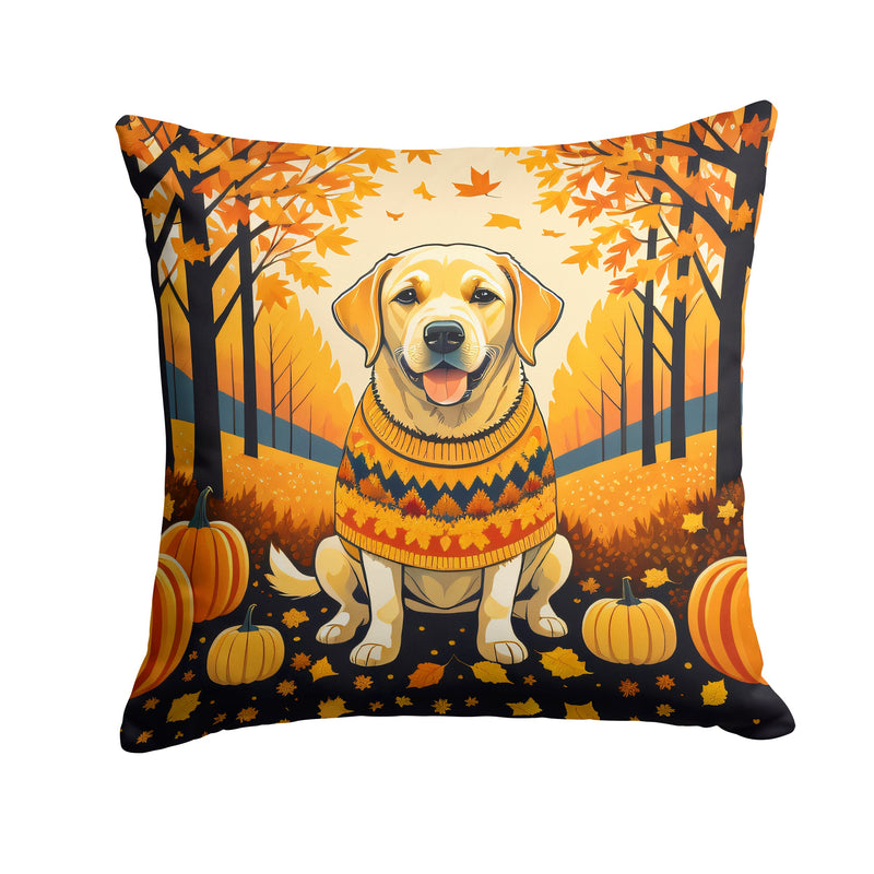 Yellow Labrador Retriever Fall Fabric Decorative Pillow