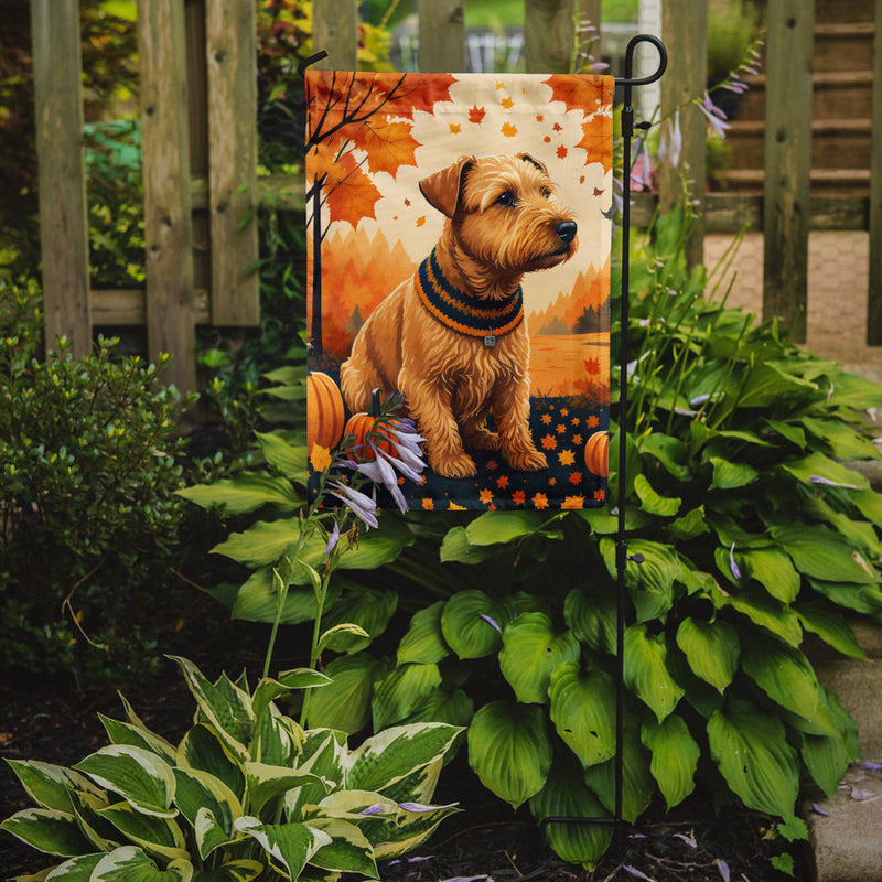 Lakeland Terrier Fall Garden Flag – Dog Surrounded by Pumpkins & Autumn Leaves