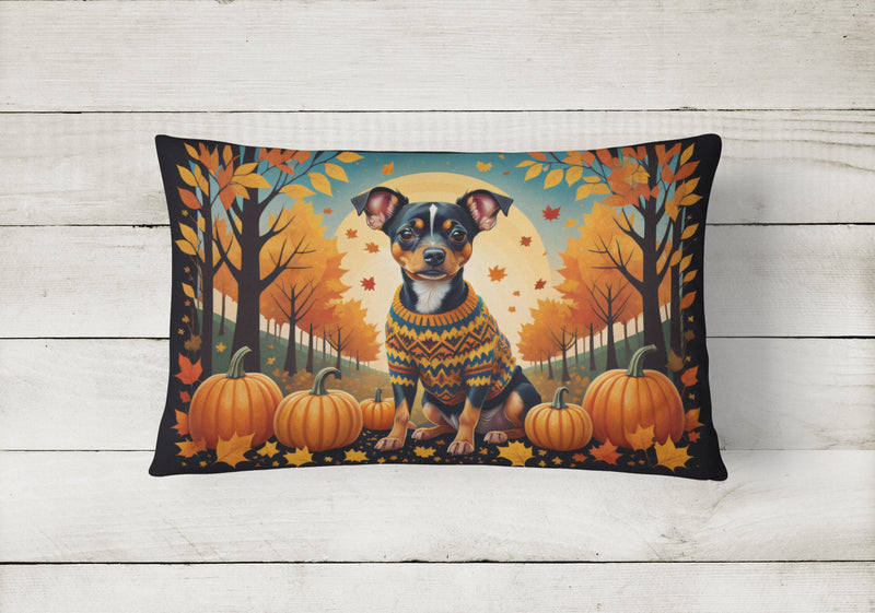 Miniature Pinscher Fall Fabric Decorative Pillow