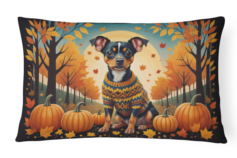 Miniature Pinscher Fall Fabric Decorative Pillow
