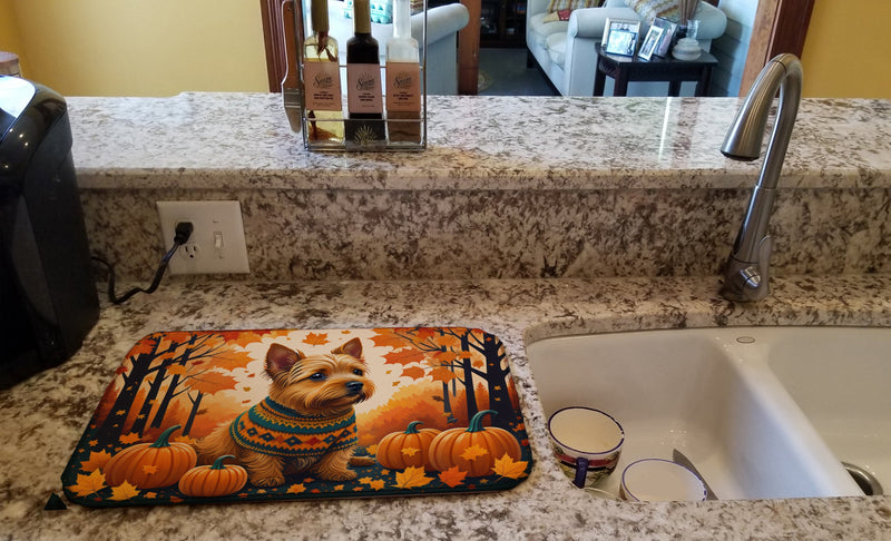 Norwich Terrier Fall Dish Drying Mat