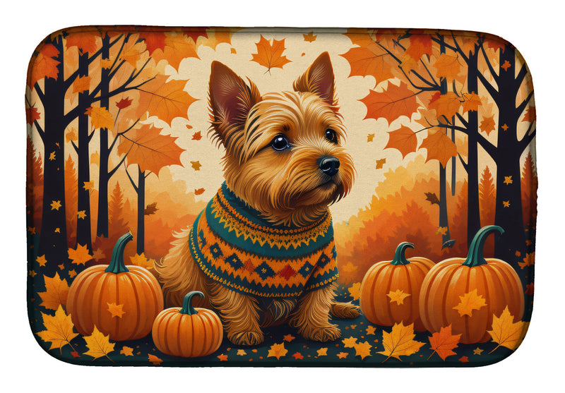 Norwich Terrier Fall Dish Drying Mat