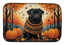 Black Pug Fall Dish Drying Mat
