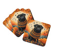 Black Pug Fall Foam Coaster