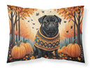 Black Pug Fall Fabric Standard Pillowcase – Artistic Decorative Front, White Back