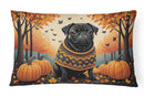 Black Pug Fall Fabric Decorative Pillow