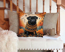Black Pug Fall Throw Pillow - 14x14 Decorative Pillow – Art for Your Home & Patio
