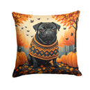 Black Pug Fall Throw Pillow - 14x14 Decorative Pillow – Art for Your Home & Patio