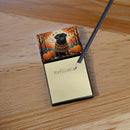 Black Pug Fall Sticky Note Holder- Refiilable Desk Accessory Note Pad