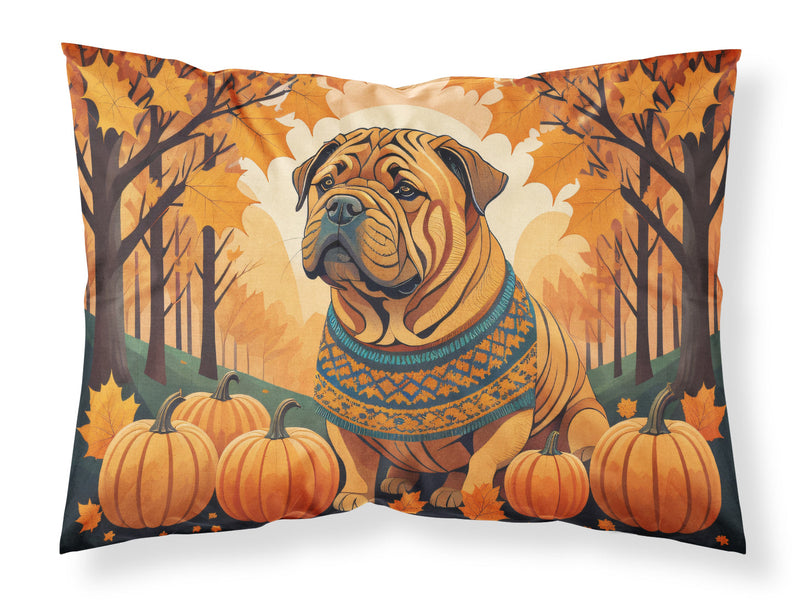 Shar Pei Fall Fabric Standard Pillowcase – Artistic Decorative Front, White Back