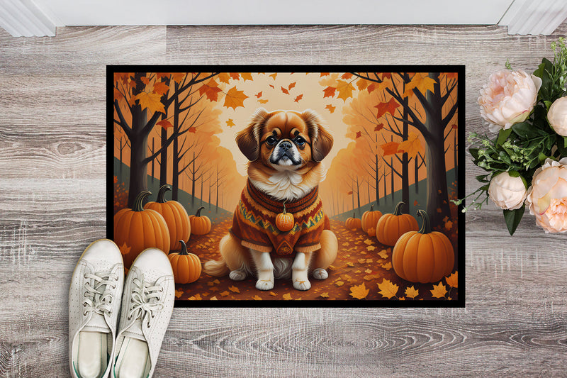 Tibetan Spaniel Fall Doormat -  18x27 Decorative Floor Mat – Indoor/Outdoor Rug